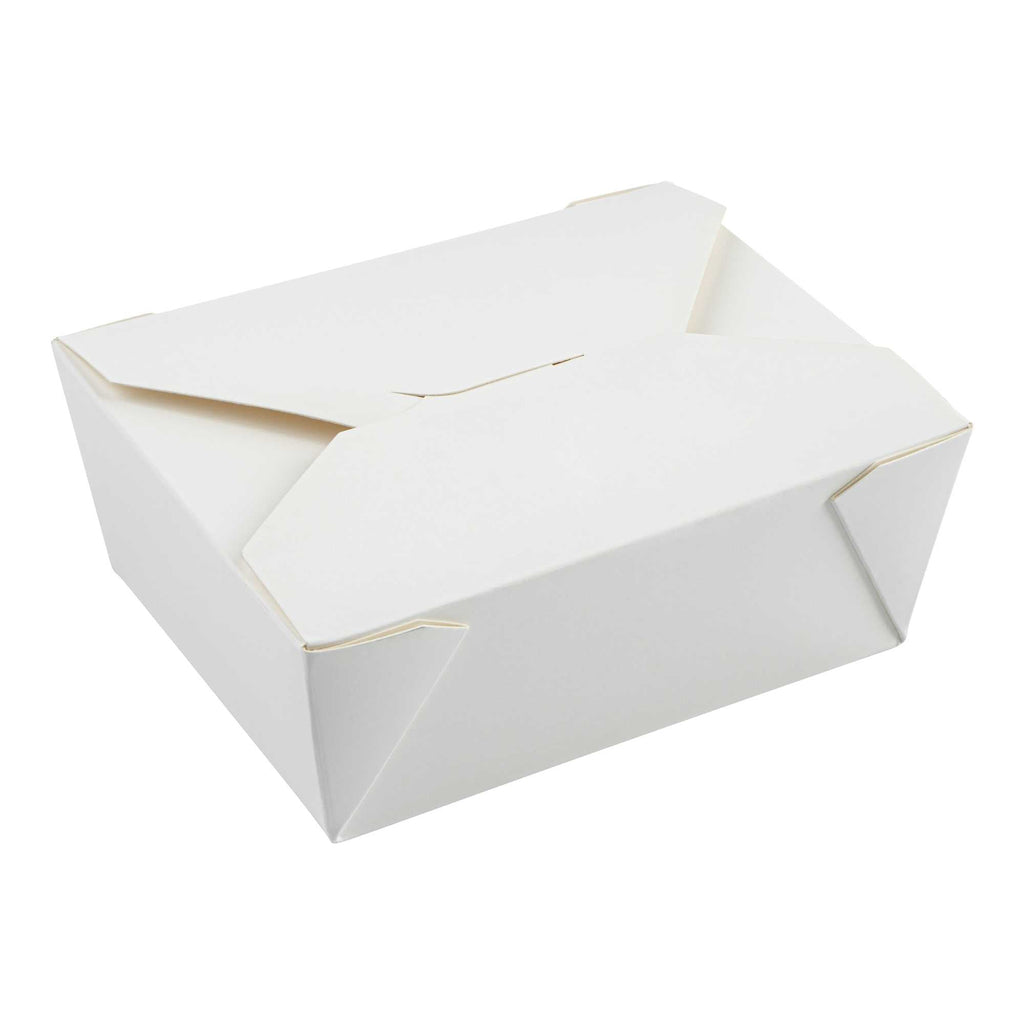 Bio Tek 45 oz Rectangle White Paper #8 Bio Box Take Out Container - 6 3/4" x 5 1/2" x 2 1/2" - 200 count box