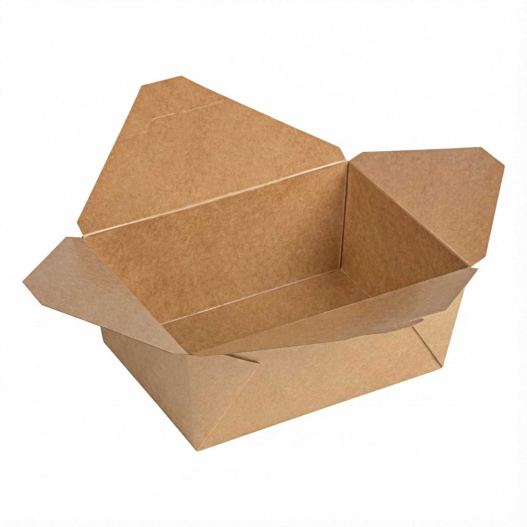 Bio Tek 98 oz Rectangle Kraft Paper #4 Bio Box Take Out Container - 8 1/2" x 6 1/4" x 3 1/2" - 200 count box