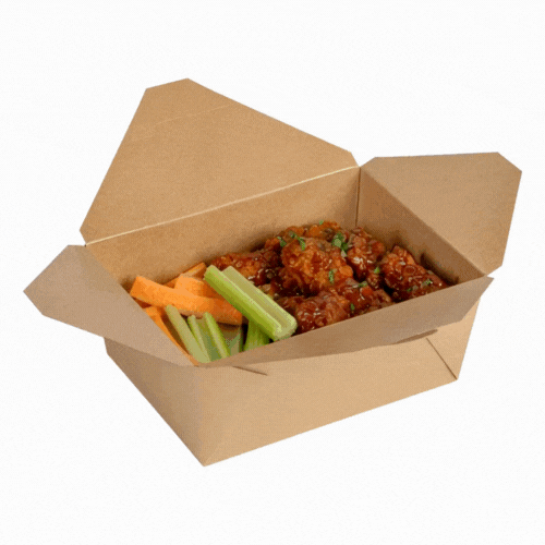 Bio Tek 98 oz Rectangle Kraft Paper #4 Bio Box Take Out Container - 8 1/2" x 6 1/4" x 3 1/2" - 50 count box