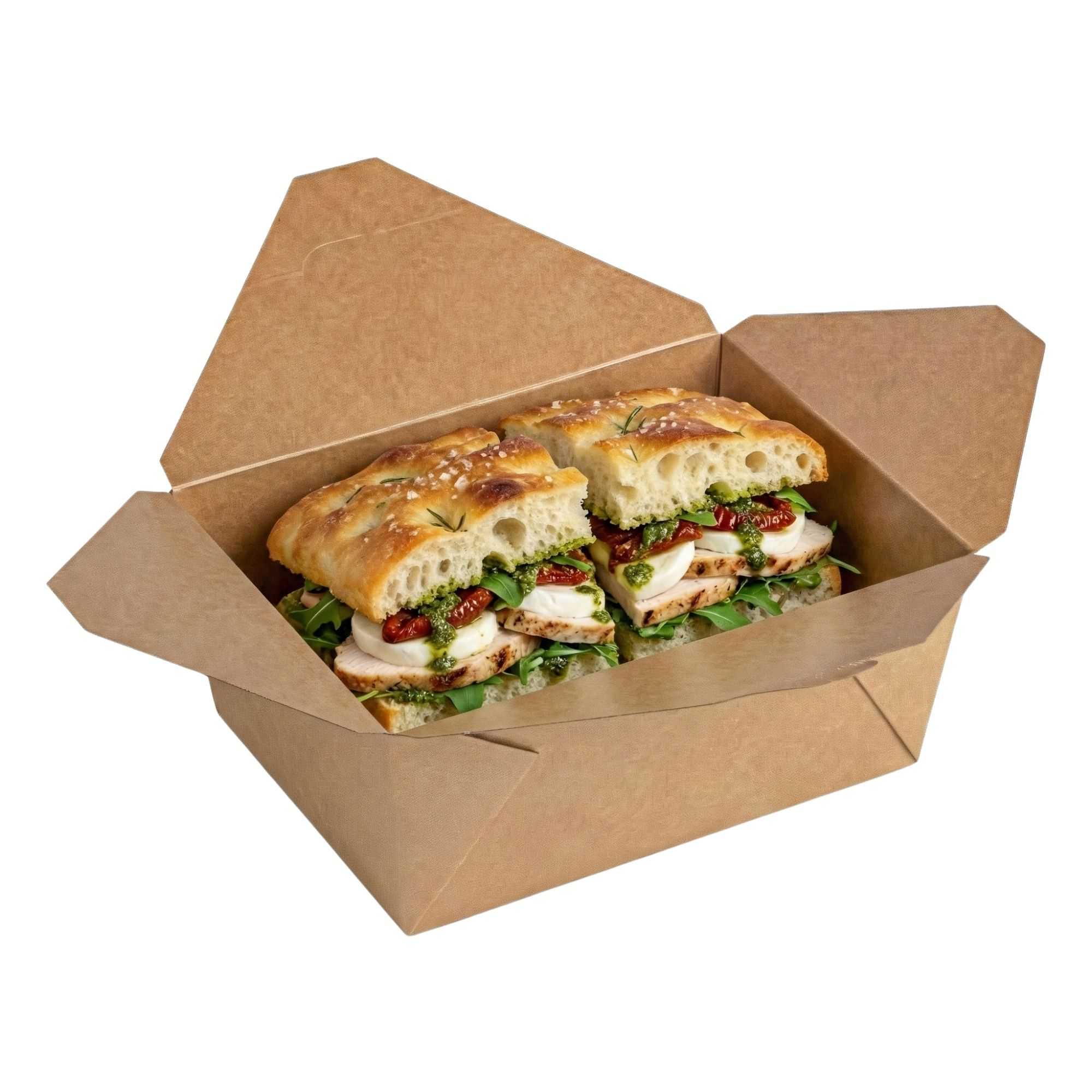 Bio Tek 98 oz Rectangle Kraft Paper #4 Bio Box Take Out Container - 8 1/2" x 6 1/4" x 3 1/2" - 200 count box