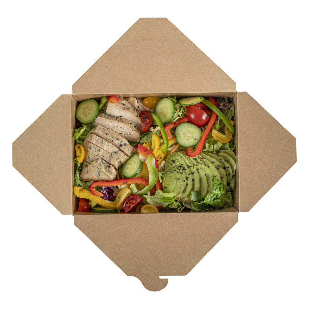 Bio Tek 98 oz Rectangle Black Paper #4 Bio Box Take Out Container - 8 1/2" x 6 1/4" x 3 1/2" - 50 count box