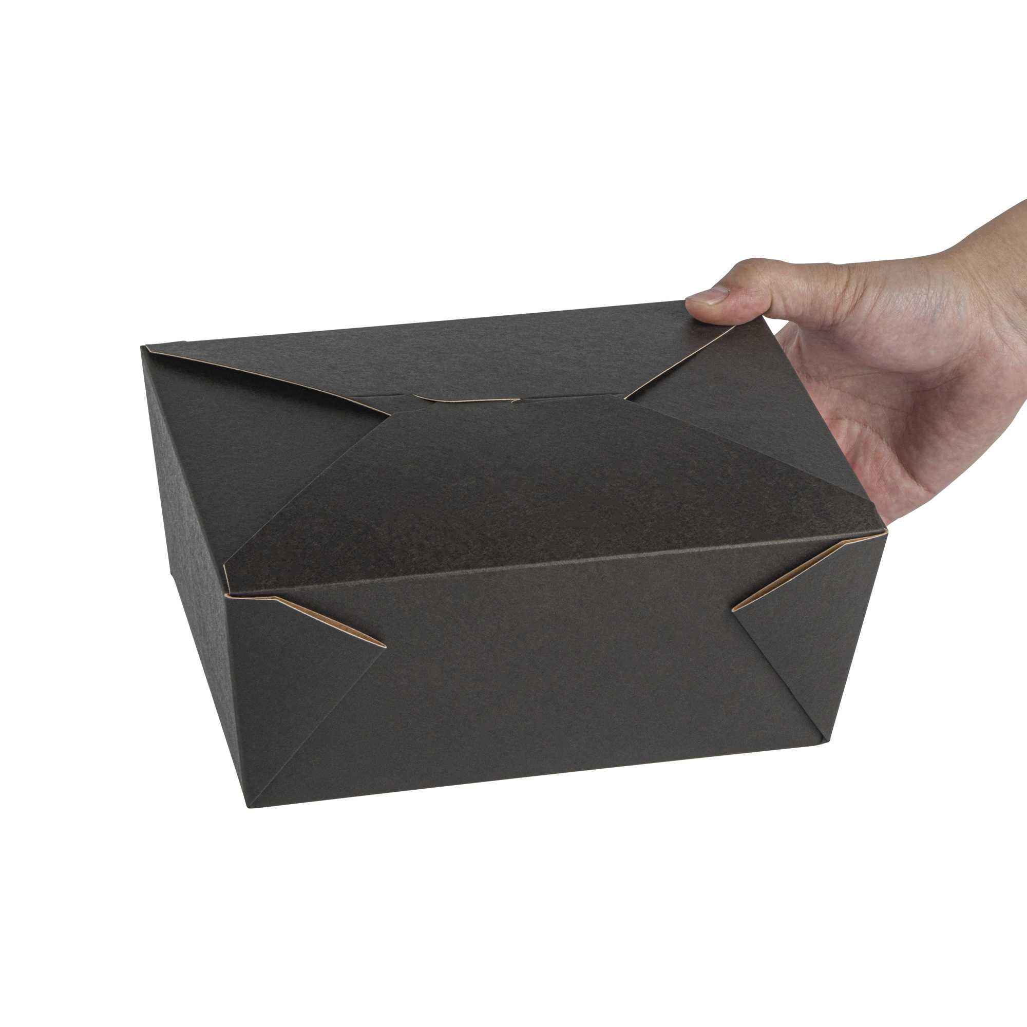 Bio Tek 98 oz Rectangle Black Paper #4 Bio Box Take Out Container - 8 1/2" x 6 1/4" x 3 1/2" - 50 count box