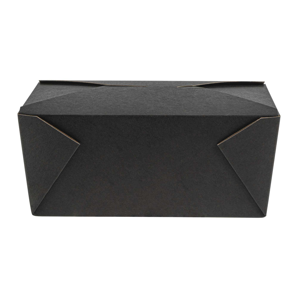Bio Tek 98 oz Rectangle Black Paper #4 Bio Box Take Out Container - 8 1/2" x 6 1/4" x 3 1/2" - 50 count box
