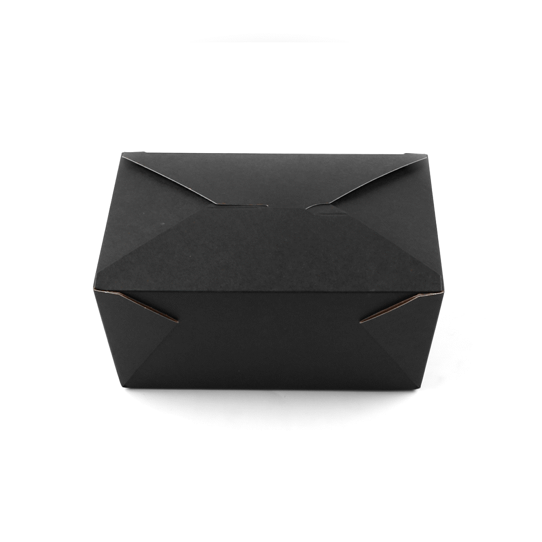Bio Tek 98 oz Rectangle Black Paper #4 Bio Box Take Out Container - 8 1/2" x 6 1/4" x 3 1/2" - 200 count box