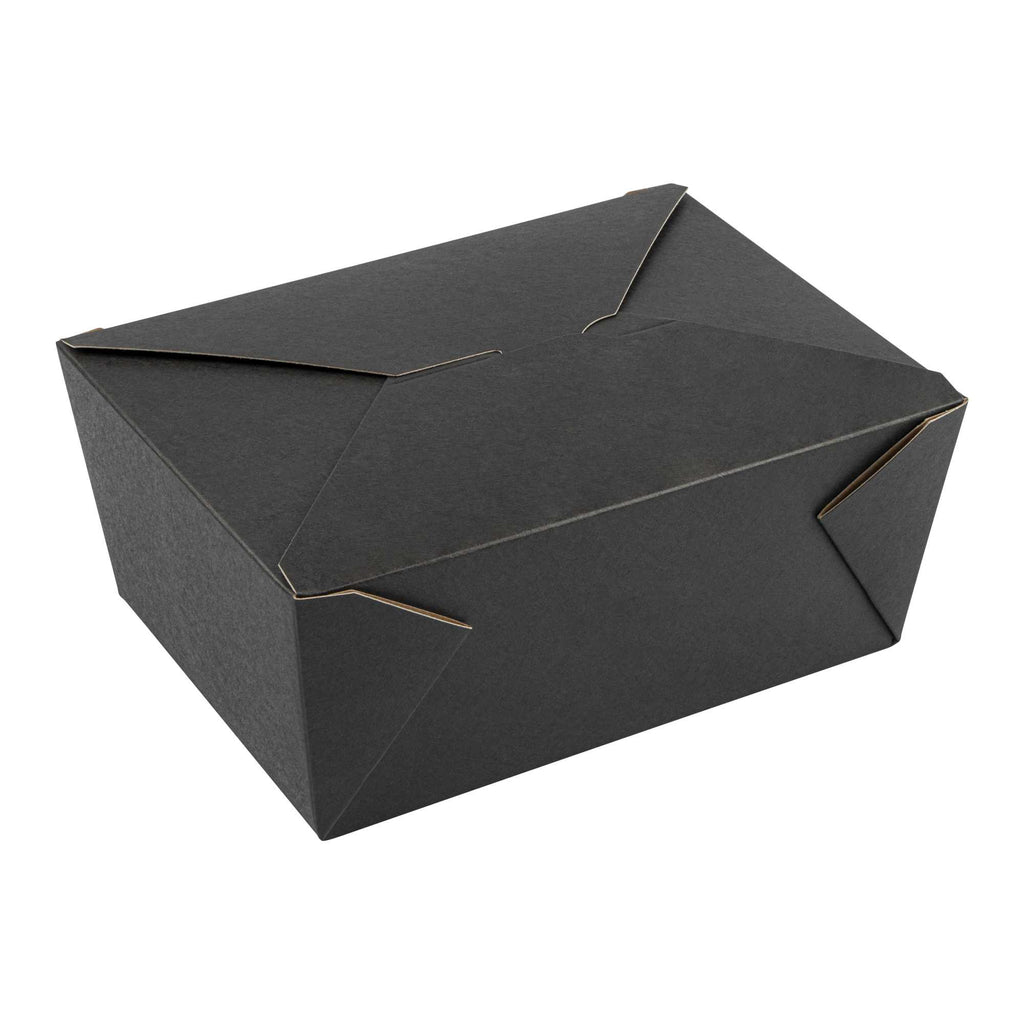 Bio Tek 98 oz Rectangle Black Paper #4 Bio Box Take Out Container - 8 1/2" x 6 1/4" x 3 1/2" - 200 count box
