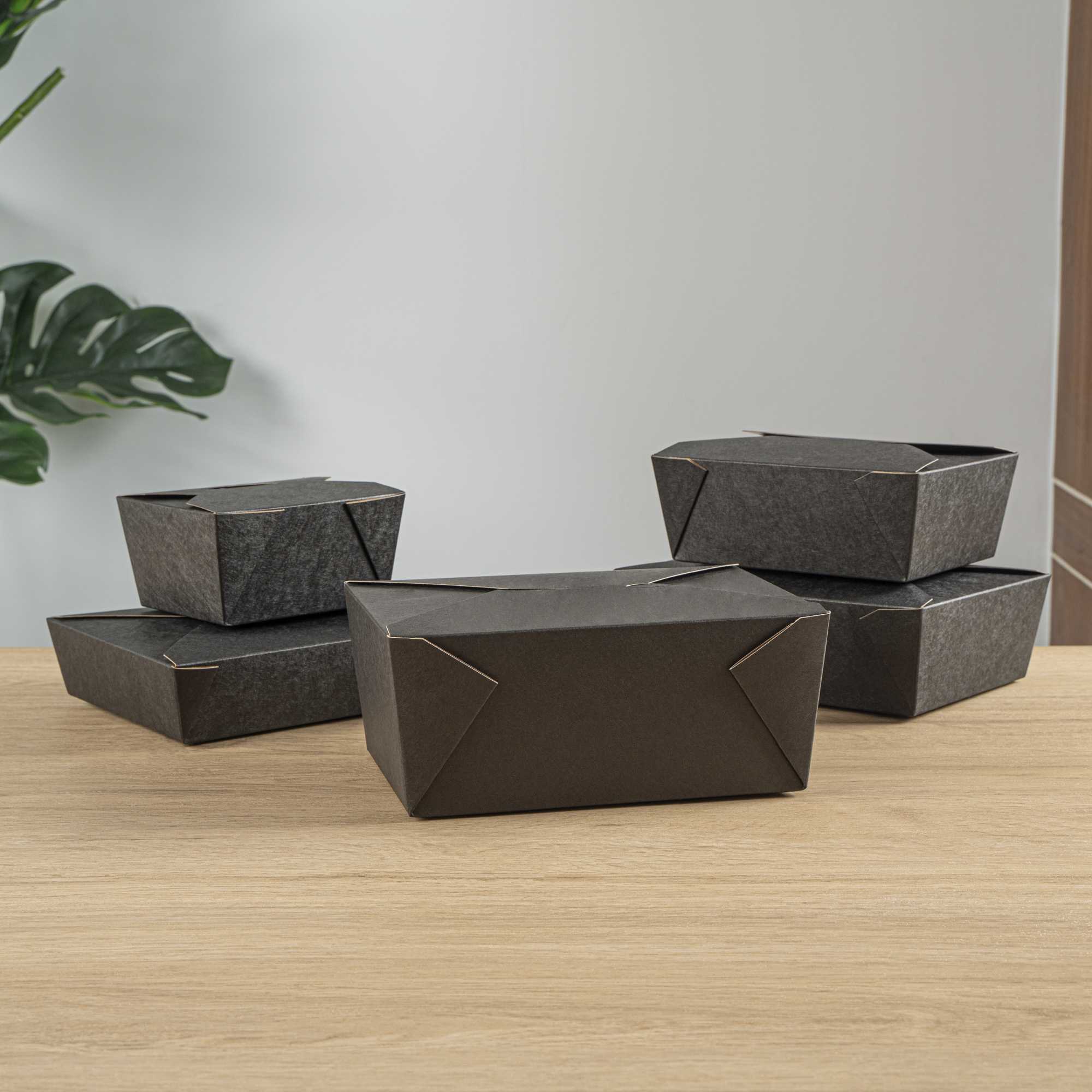 Bio Tek 98 oz Rectangle Black Paper #4 Bio Box Take Out Container - 8 1/2" x 6 1/4" x 3 1/2" - 200 count box