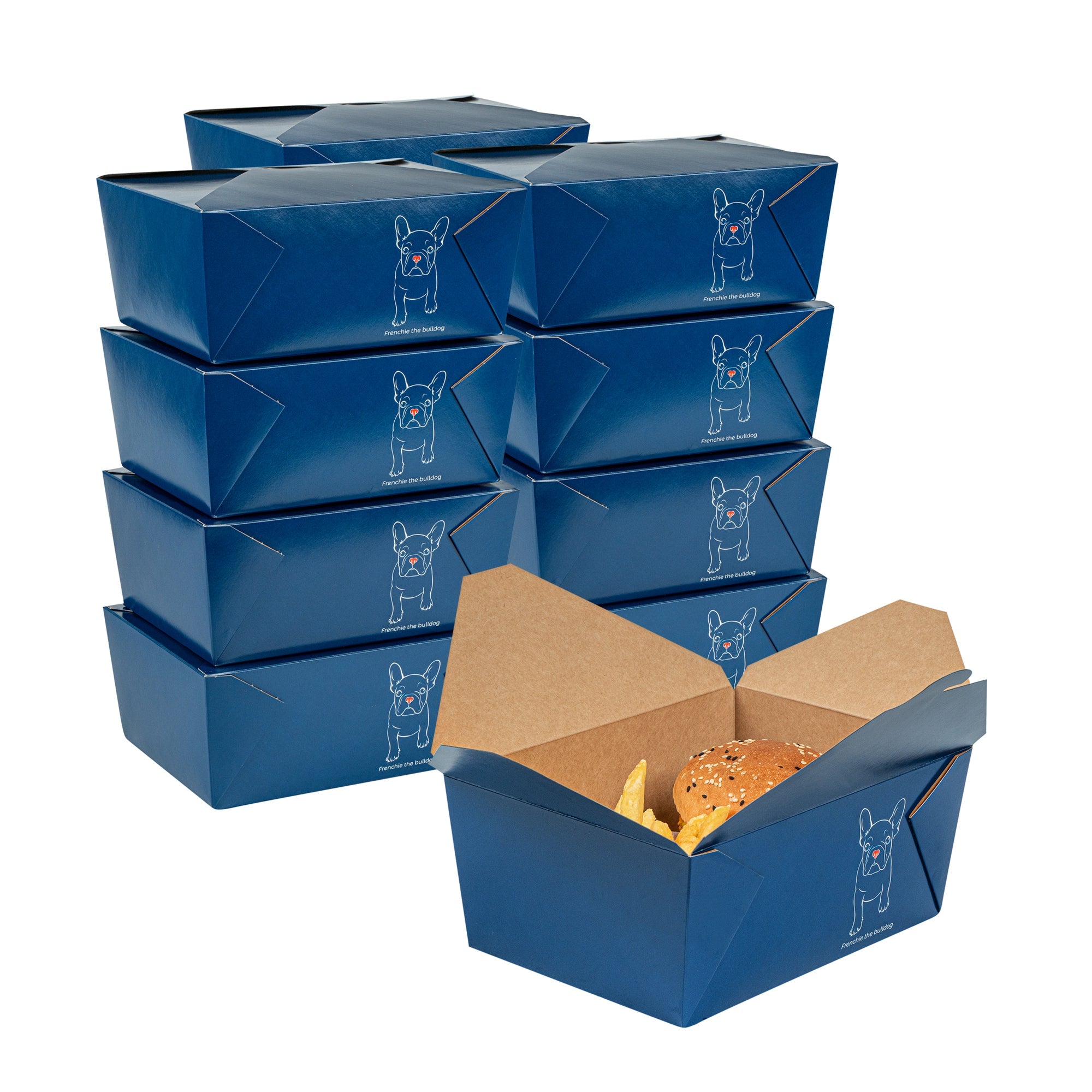 Bio Tek 98 oz Frenchie Paper #4 Bio Box Take Out Container - 8 1/2" x 6 1/4" x 3 1/2" - 50 count box