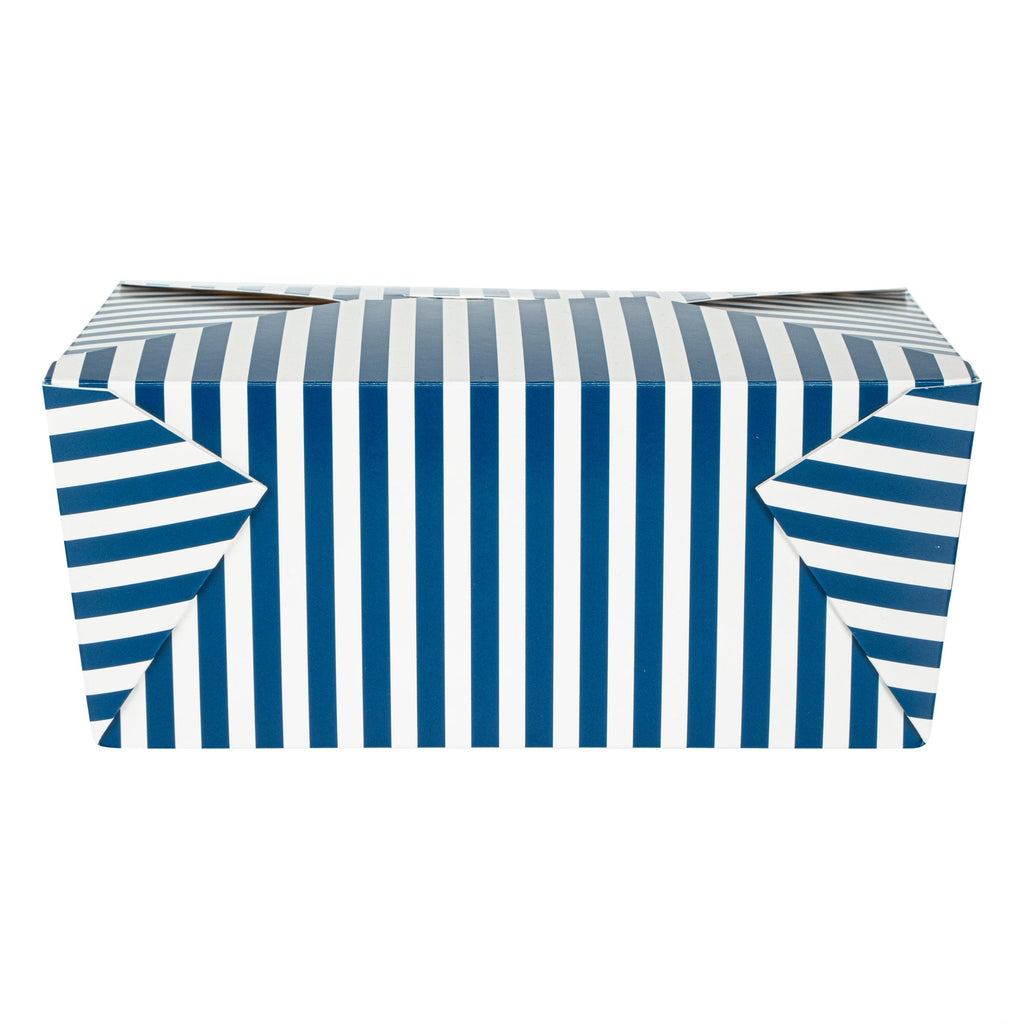 Bio Tek 98 oz Blue and White Stripe Paper #4 Bio Box Take Out Container - 8 1/2" x 6 1/4" x 3 1/2" - 200 count box