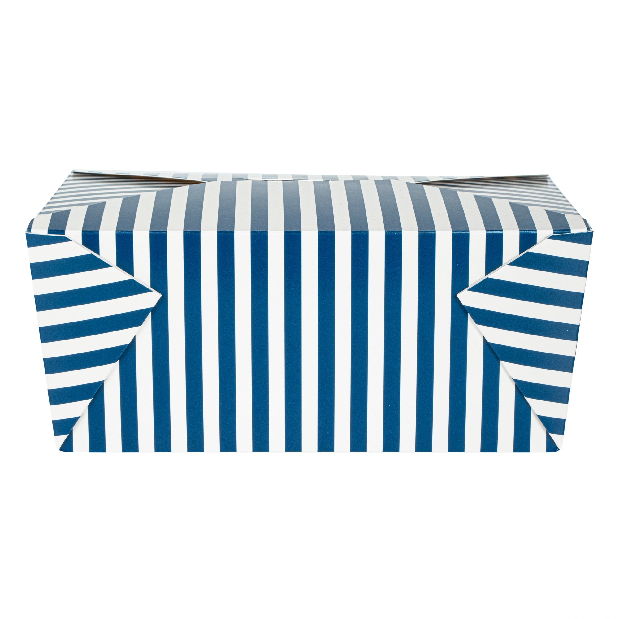 Bio Tek 98 oz Blue and White Stripe Paper #4 Bio Box Take Out Container - 8 1/2" x 6 1/4" x 3 1/2" - 200 count box