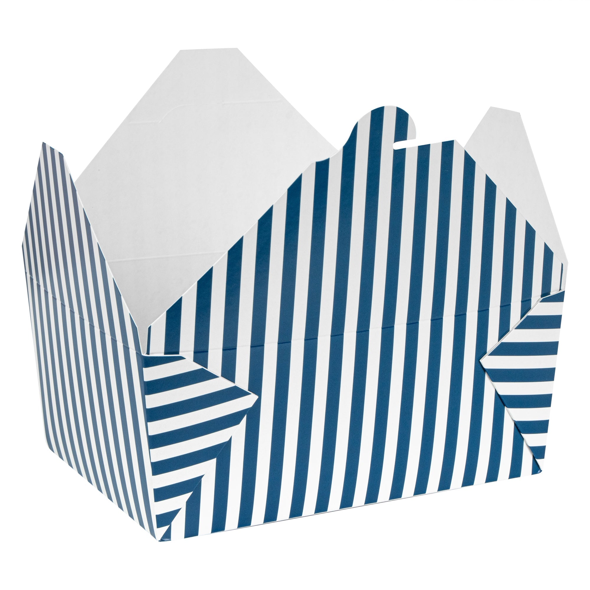 Bio Tek 98 oz Blue and White Stripe Paper #4 Bio Box Take Out Container - 8 1/2" x 6 1/4" x 3 1/2" - 200 count box