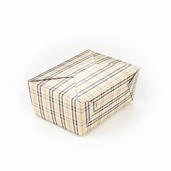 Bio Tek 98 oz Plaid Paper #4 Bio Box Take Out Container - 8 1/2" x 6 1/4" x 3 1/2" - 200 count box