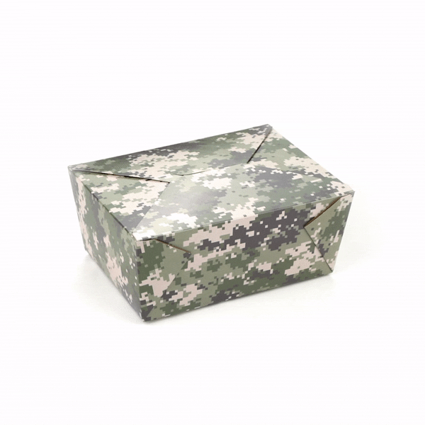 Bio Tek 98 oz Camouflage Paper #4 Bio Box Take Out Container - 8 1/2" x 6 1/4" x 3 1/2" - 50 count box