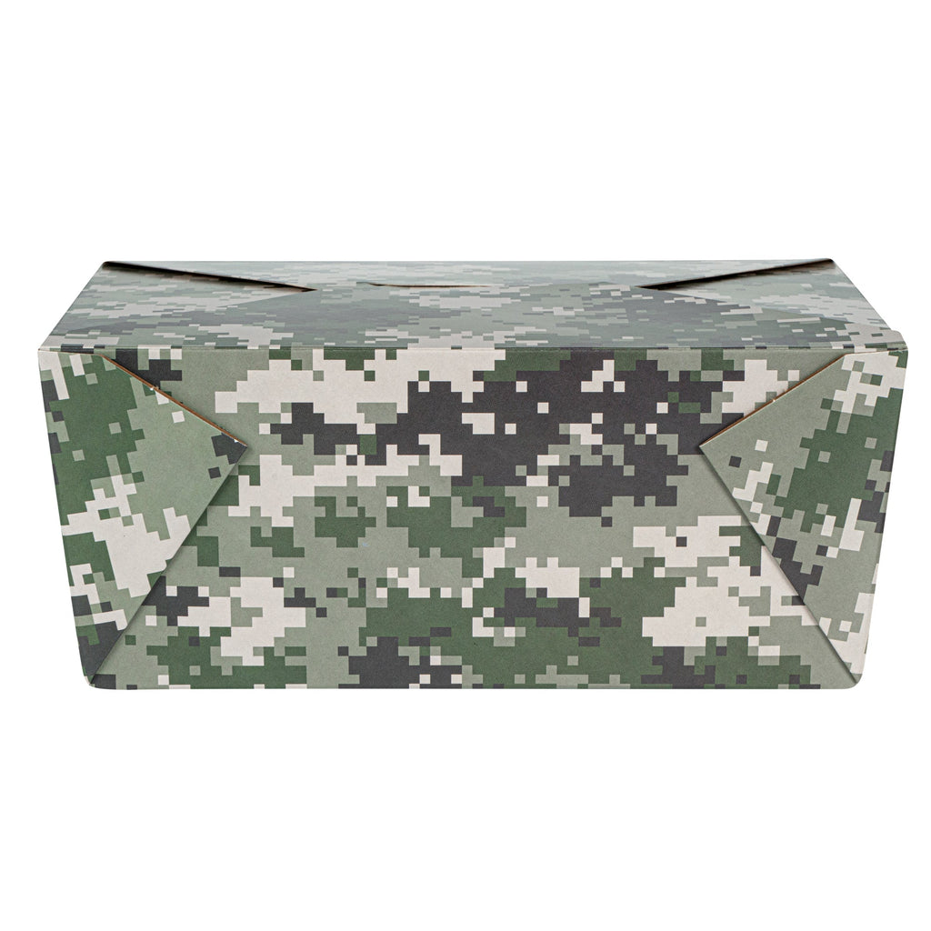 Bio Tek 98 oz Camouflage Paper #4 Bio Box Take Out Container - 8 1/2" x 6 1/4" x 3 1/2" - 50 count box