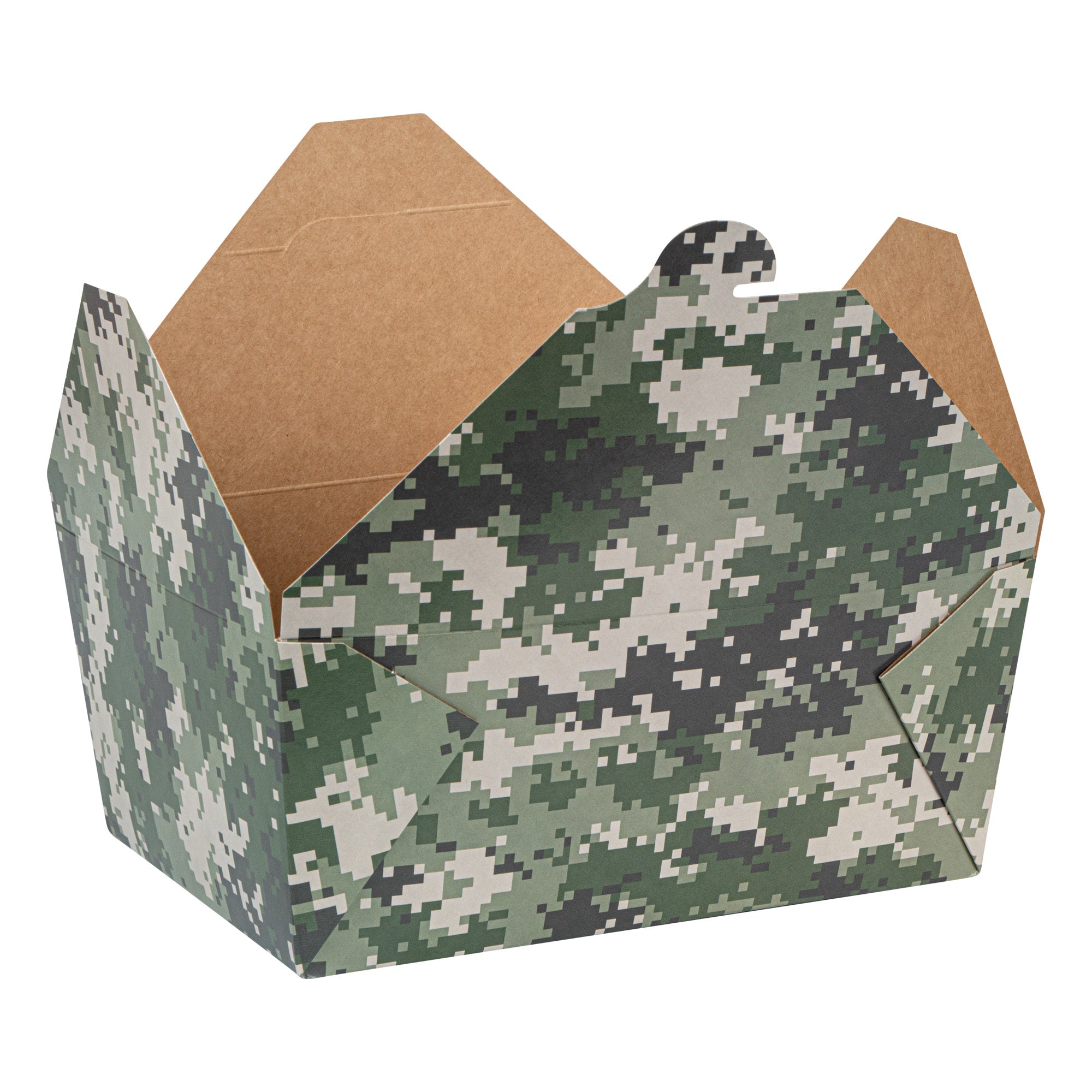 Bio Tek 98 oz Camouflage Paper #4 Bio Box Take Out Container - 8 1/2" x 6 1/4" x 3 1/2" - 50 count box