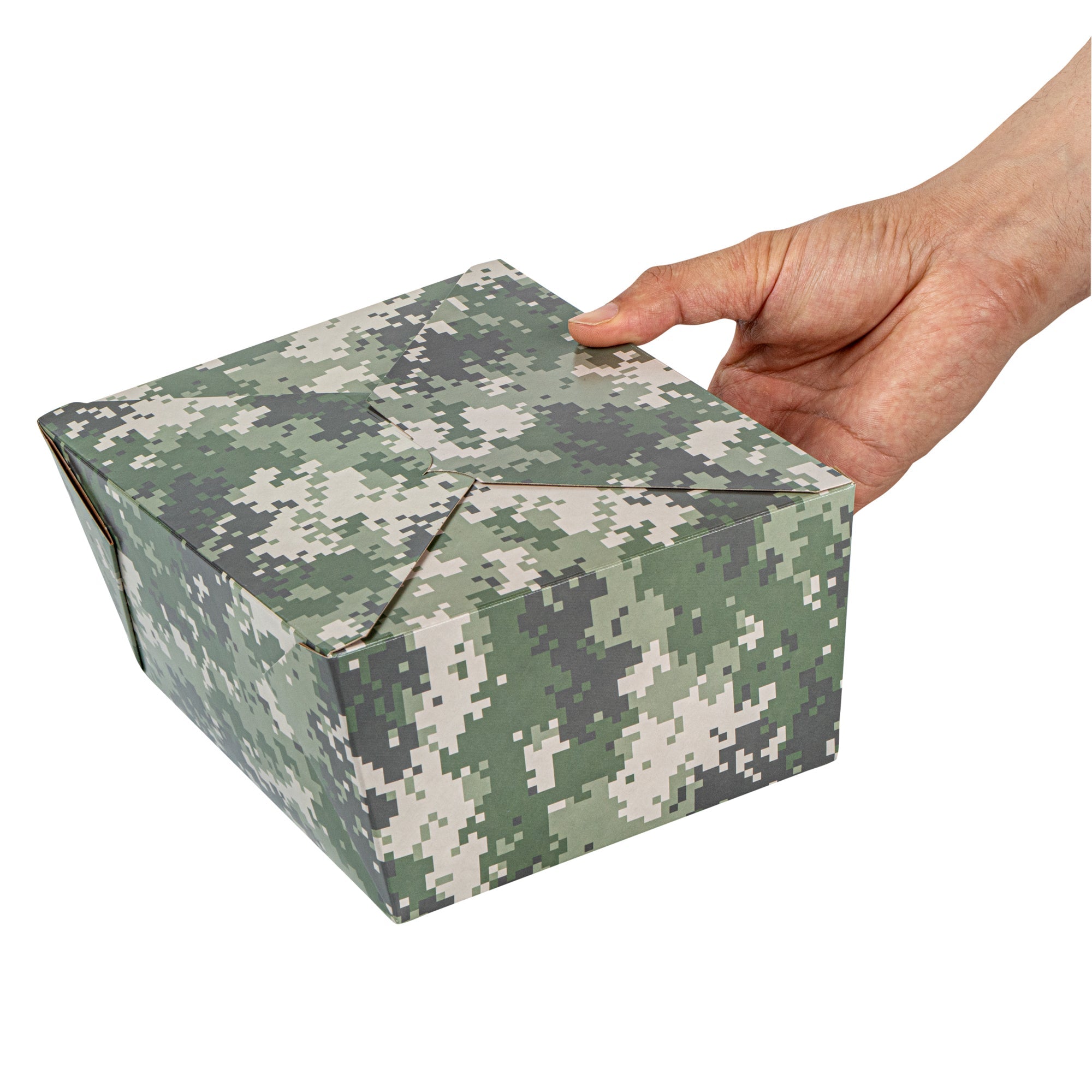 Bio Tek 98 oz Camouflage Paper #4 Bio Box Take Out Container - 8 1/2" x 6 1/4" x 3 1/2" - 200 count box