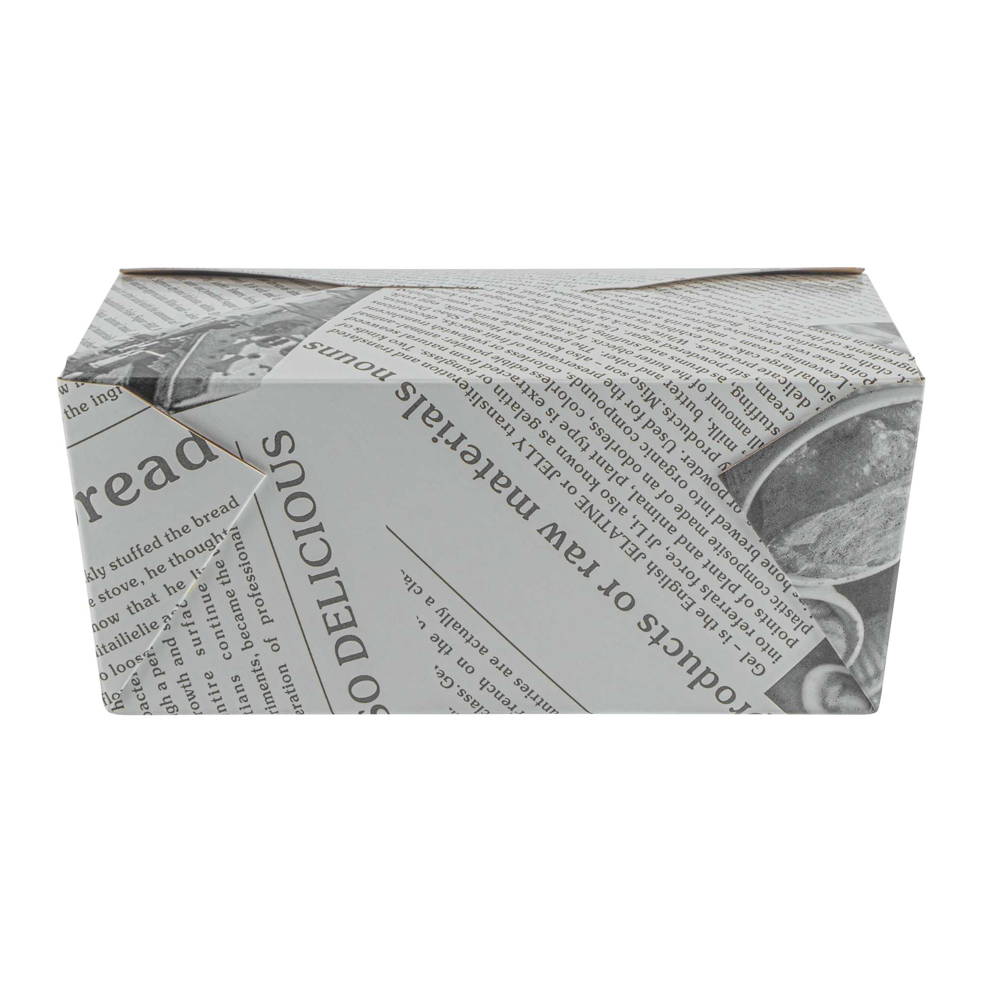 Bio Tek 98 oz Rectangle Newsprint Paper #4 Bio Box Take Out Container - 8 1/2" x 6 1/4" x 3 1/2" - 200 count box