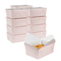 Bio Tek 98 oz Pink and White Stripe Paper #4 Bio Box Take Out Container - 8 1/2" x 6 1/4" x 3 1/2" - 50 count box
