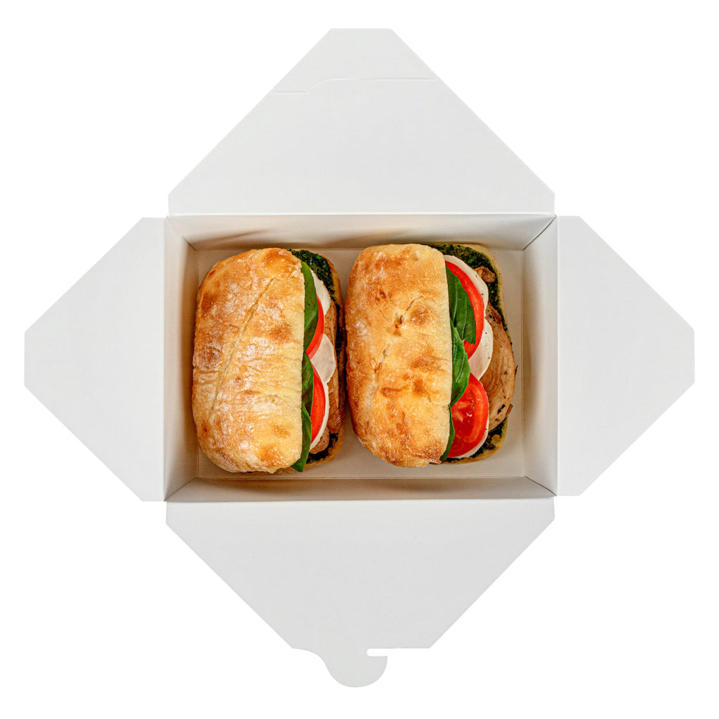 Bio Tek 98 oz Pink and White Stripe Paper #4 Bio Box Take Out Container - 8 1/2" x 6 1/4" x 3 1/2" - 50 count box