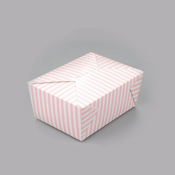 Bio Tek 98 oz Pink and White Stripe Paper #4 Bio Box Take Out Container - 8 1/2" x 6 1/4" x 3 1/2" - 50 count box