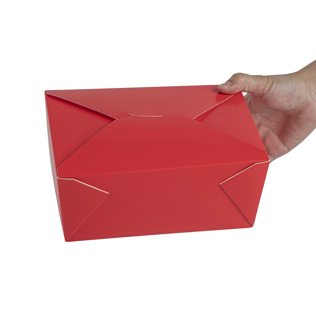 Bio Tek 98 oz Rectangle Red Paper #4 Bio Box Take Out Container - 8 1/2" x 6 1/4" x 3 1/2" - 50 count box