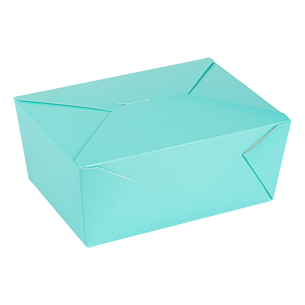 Bio Tek 98 oz Rectangle Turquoise Paper #4 Bio Box Take Out Container - 8 1/2" x 6 1/4" x 3 1/2" - 50 count box