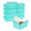 Bio Tek 98 oz Rectangle Turquoise Paper #4 Bio Box Take Out Container - 8 1/2" x 6 1/4" x 3 1/2" - 50 count box