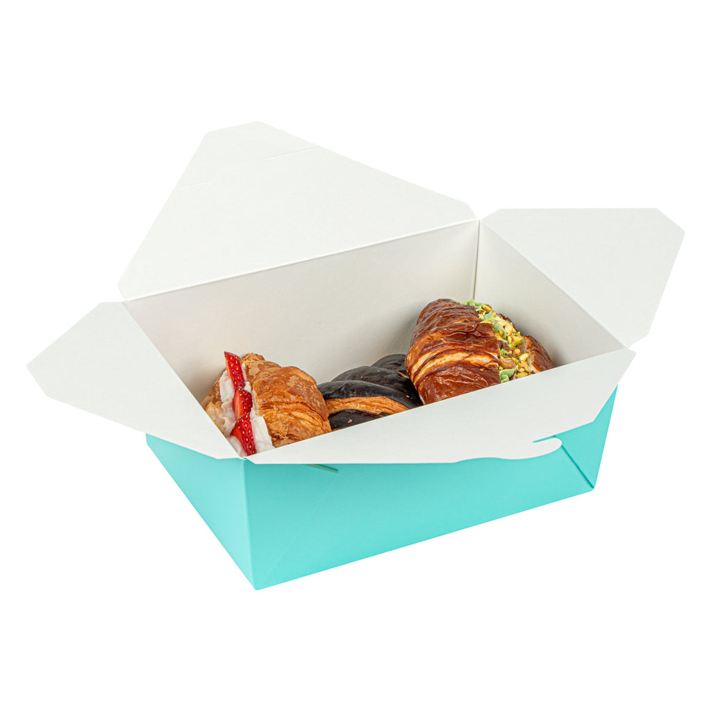 Bio Tek 98 oz Rectangle Turquoise Paper #4 Bio Box Take Out Container - 8 1/2" x 6 1/4" x 3 1/2" - 200 count box