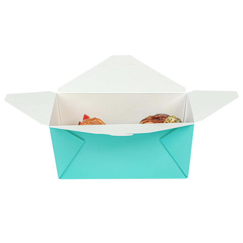 Bio Tek 98 oz Rectangle Turquoise Paper #4 Bio Box Take Out Container - 8 1/2" x 6 1/4" x 3 1/2" - 200 count box