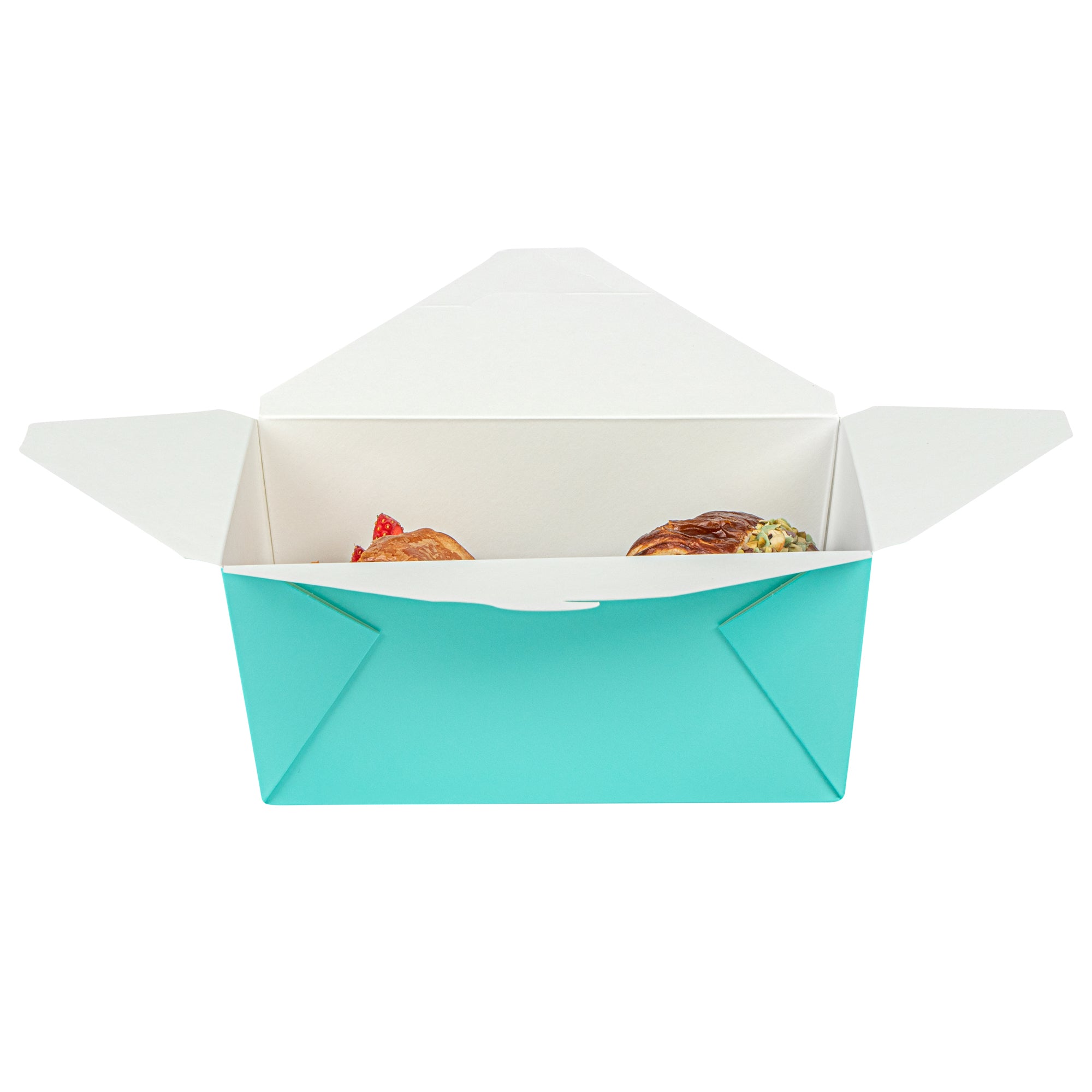 Bio Tek 98 oz Rectangle Turquoise Paper #4 Bio Box Take Out Container - 8 1/2" x 6 1/4" x 3 1/2" - 200 count box