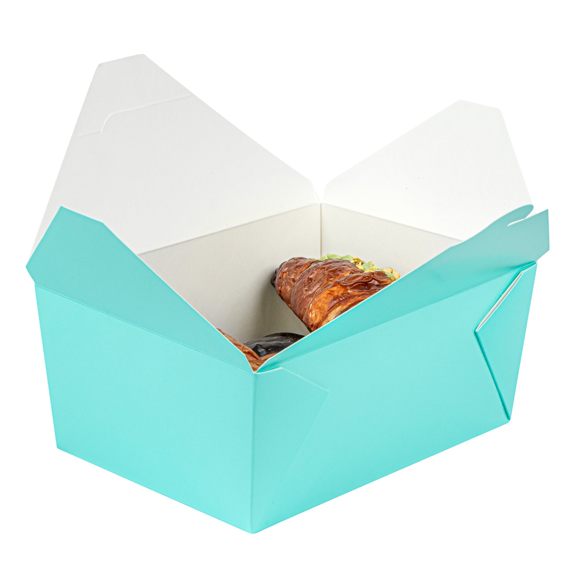 Bio Tek 98 oz Rectangle Turquoise Paper #4 Bio Box Take Out Container - 8 1/2" x 6 1/4" x 3 1/2" - 200 count box