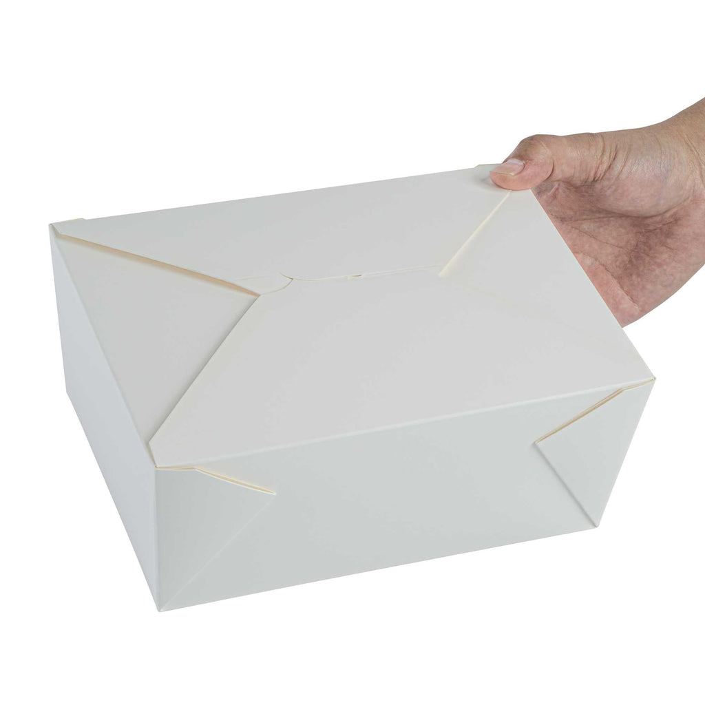 Bio Tek 98 oz Rectangle White Paper #4 Bio Box Take Out Container - 8 1/2" x 6 1/4" x 3 1/2" - 50 count box