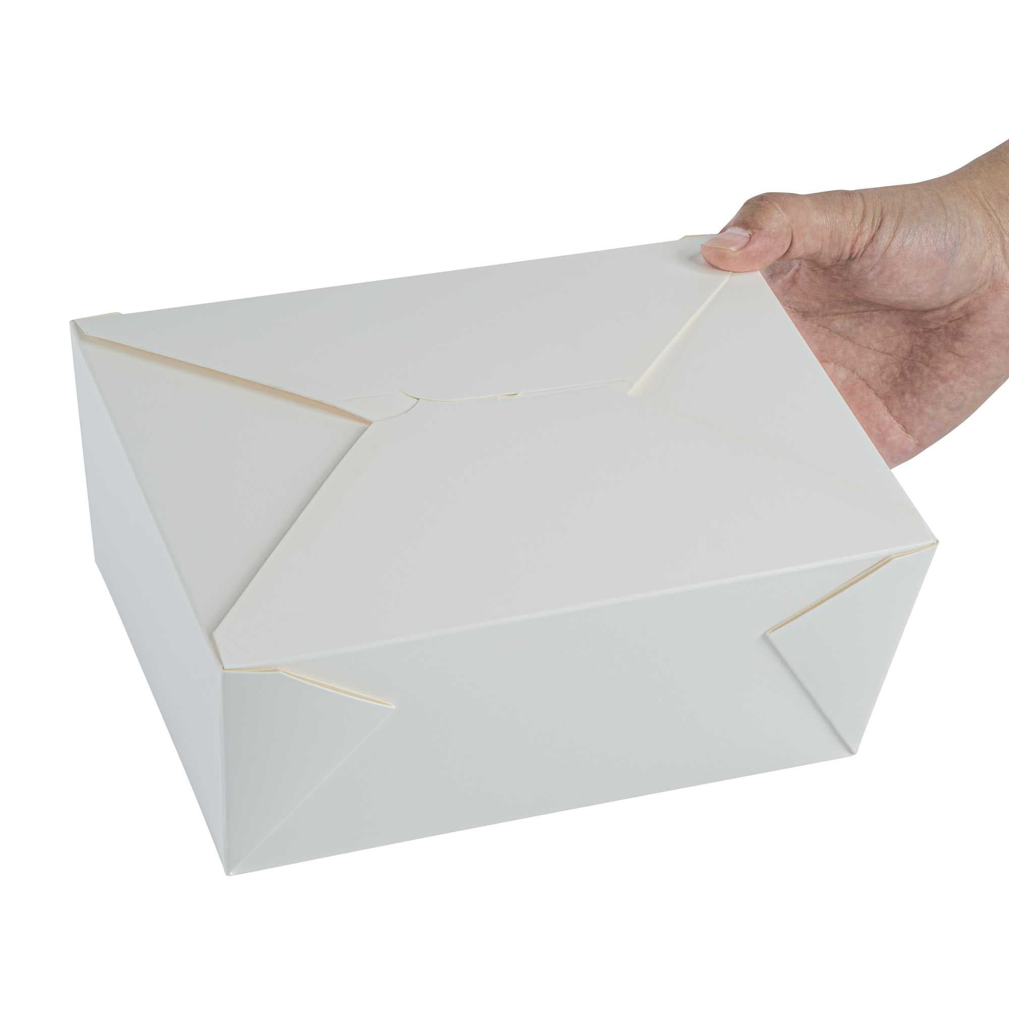 Bio Tek 98 oz Rectangle White Paper #4 Bio Box Take Out Container - 8 1/2" x 6 1/4" x 3 1/2" - 50 count box