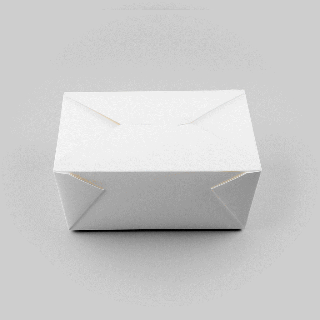 Bio Tek 98 oz Rectangle White Paper #4 Bio Box Take Out Container - 8 1/2" x 6 1/4" x 3 1/2" - 50 count box