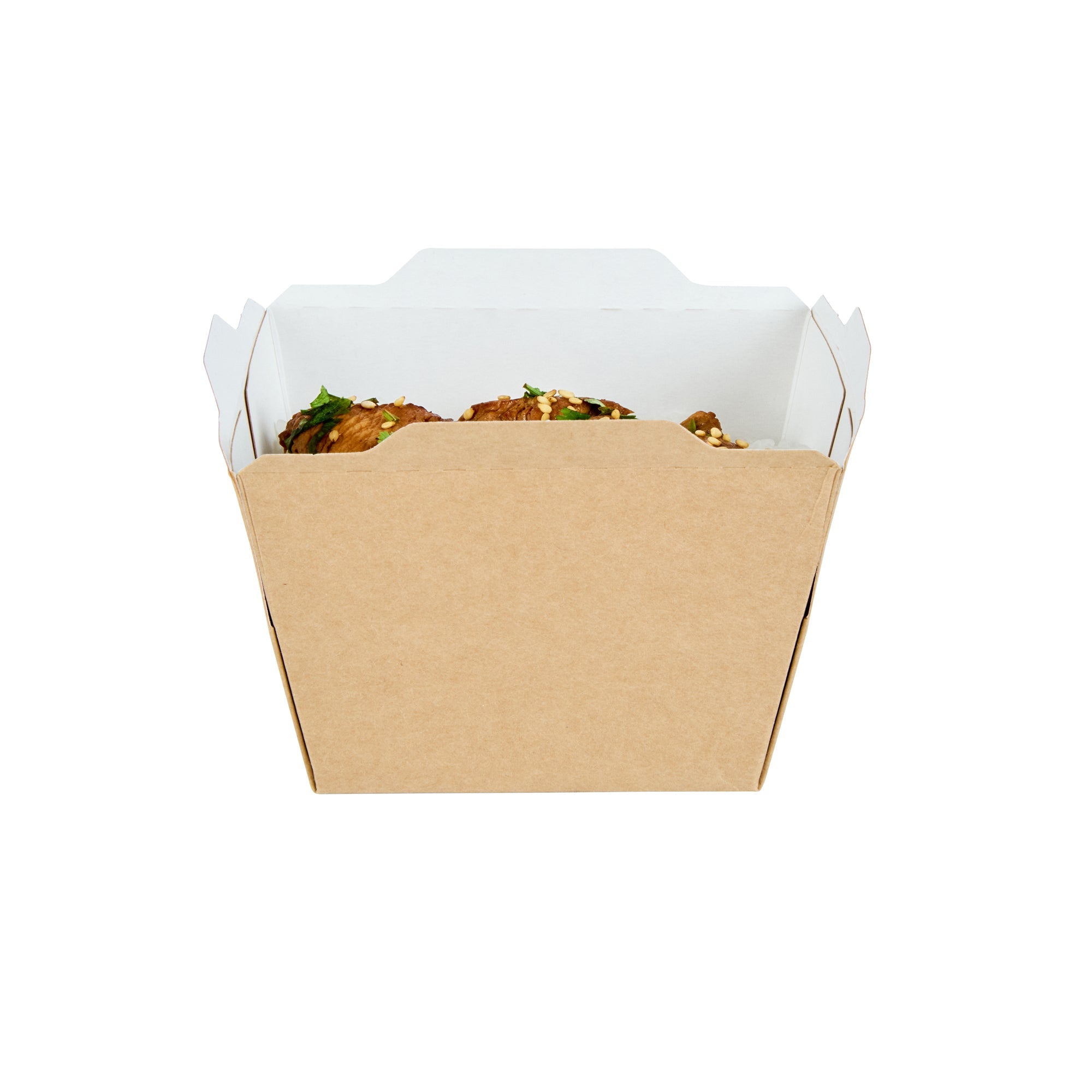 Cafe Vision 17 oz Rectangle Kraft Paper Small Click Lock Container - 4 1/4" x 3 1/4" x 2 3/4" - 50 count box