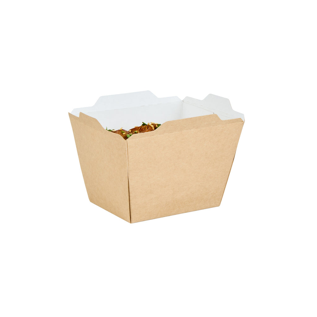 Cafe Vision 17 oz Rectangle Kraft Paper Small Click Lock Container - 4 1/4" x 3 1/4" x 2 3/4" - 50 count box