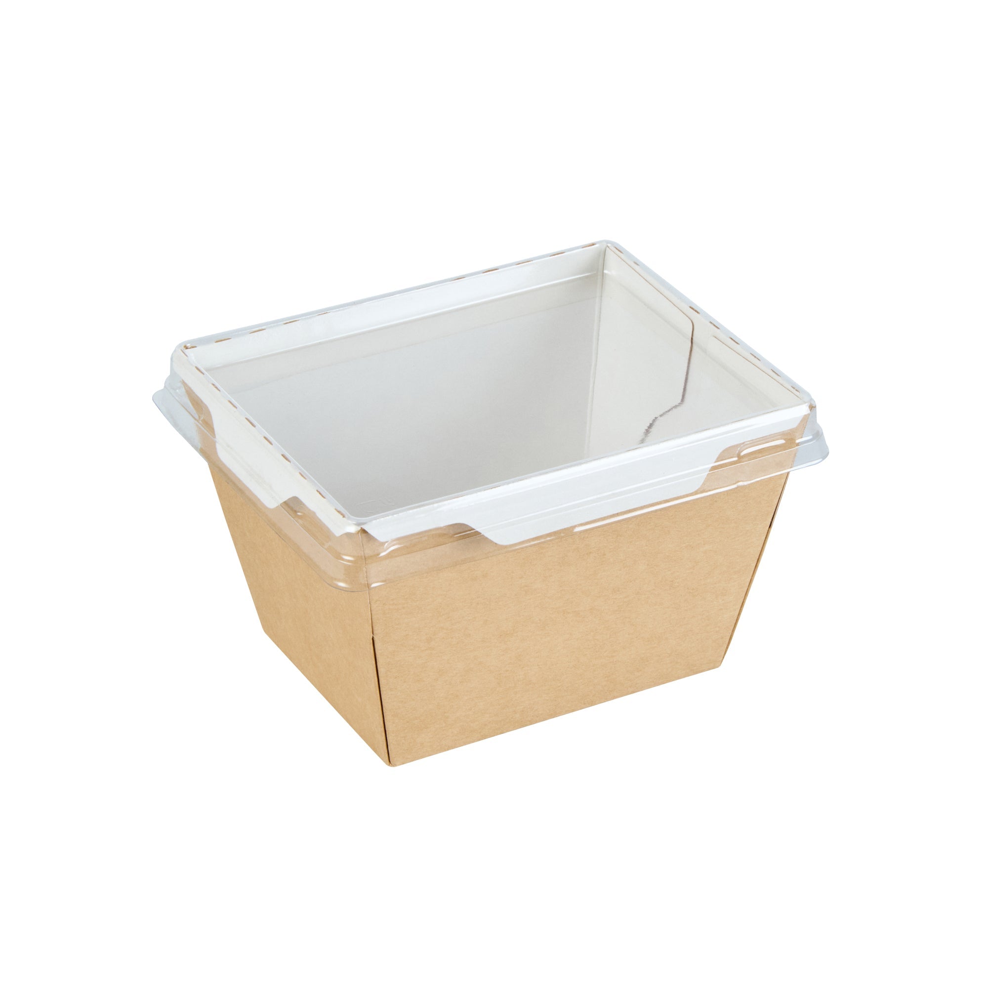 Cafe Vision 17 oz Rectangle Kraft Paper Small Click Lock Container - 4 1/4" x 3 1/4" x 2 3/4" - 50 count box