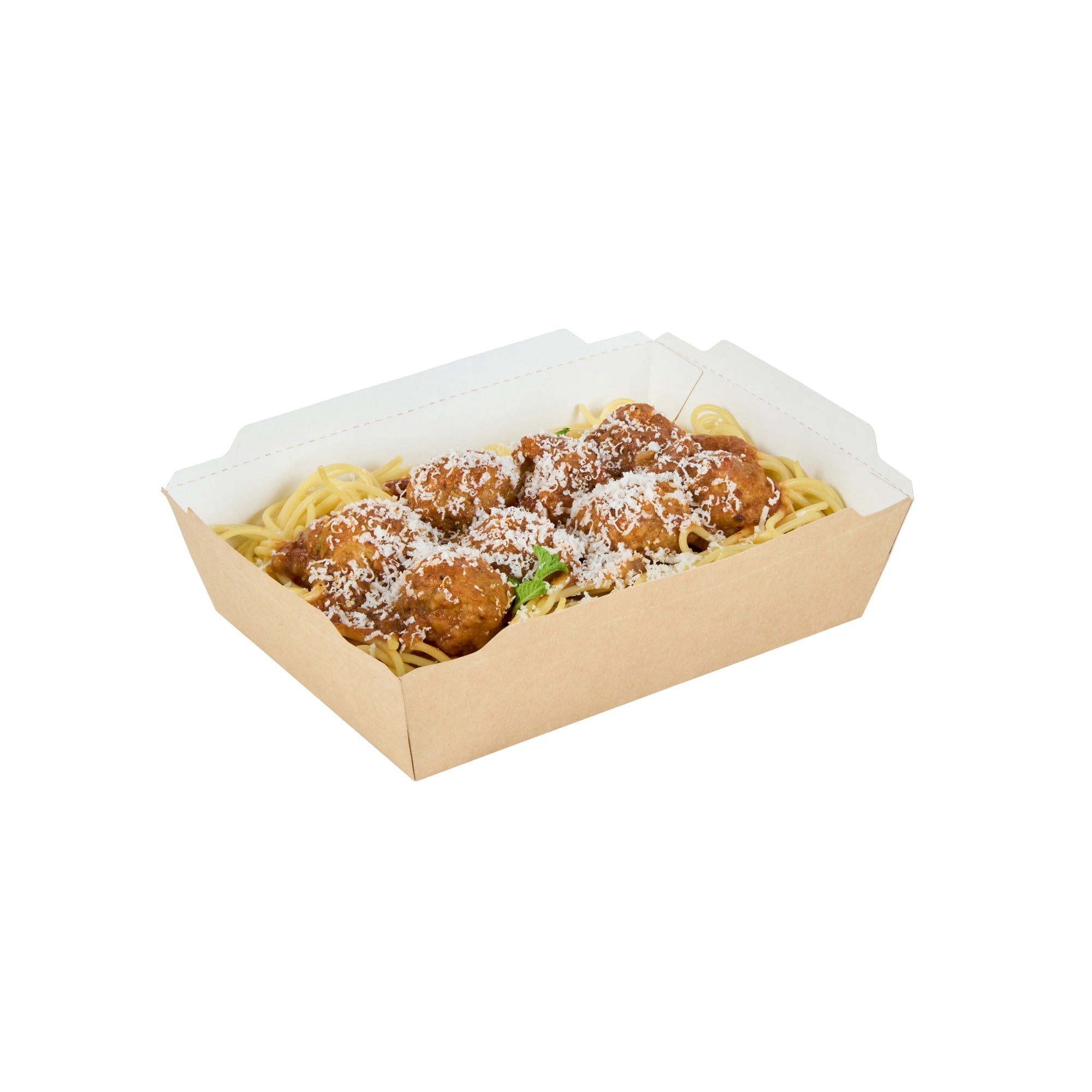 Cafe Vision 34 oz Rectangle Kraft Paper Medium Click Lock Container - 7 1/2" x 5 1/2" x 1 3/4" - 50 count box