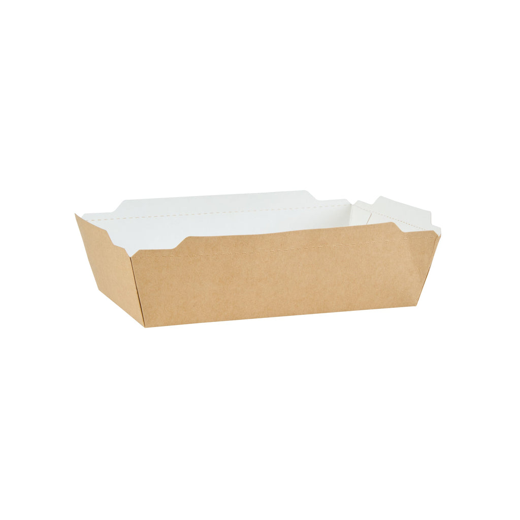Cafe Vision 34 oz Rectangle Kraft Paper Medium Click Lock Container - 7 1/2" x 5 1/2" x 1 3/4" - 50 count box