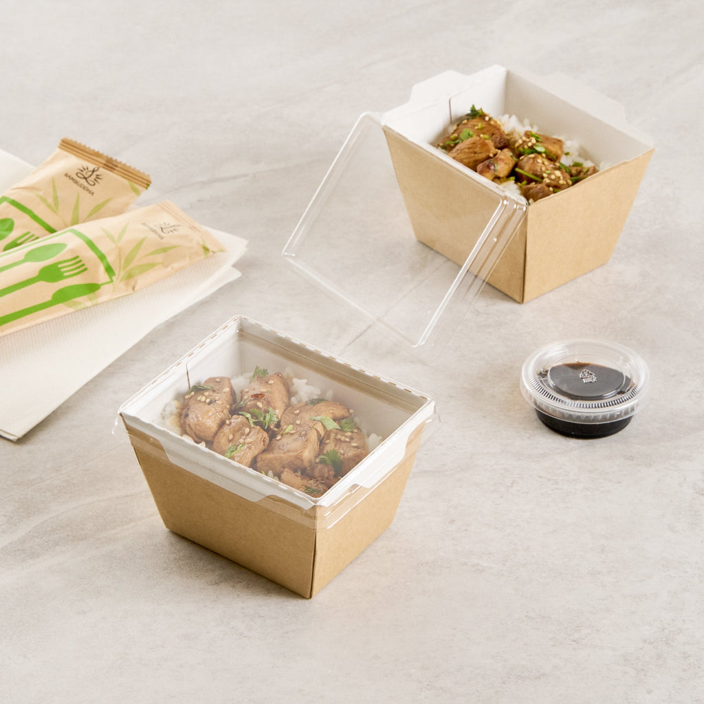 Cafe Vision Rectangle Clear Plastic Lid - Fits Small Click Lock Container - 50 count box