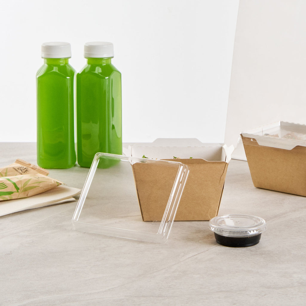 Cafe Vision Rectangle Clear Plastic Lid - Fits Small Click Lock Container - 50 count box