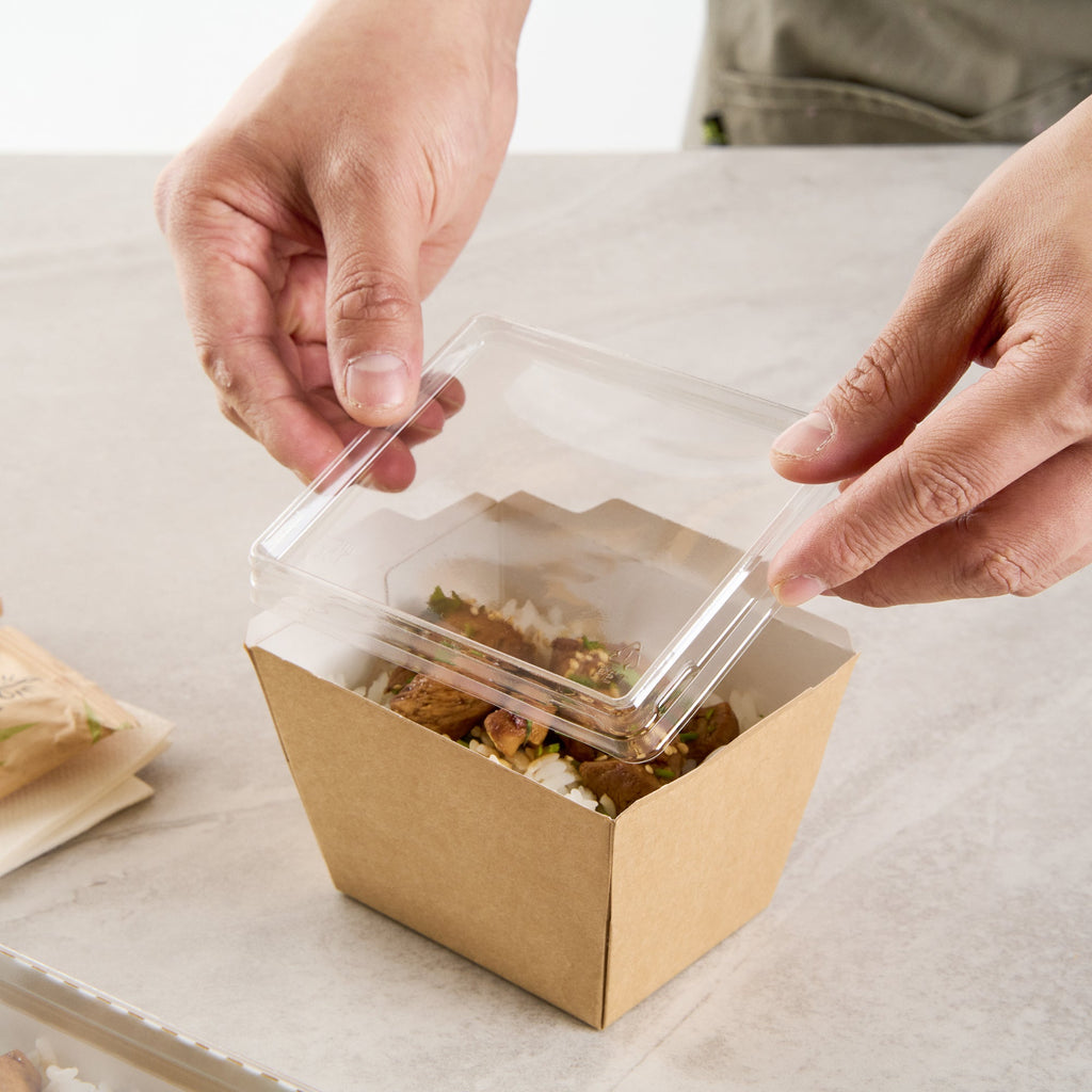 Cafe Vision Rectangle Clear Plastic Lid - Fits Small Click Lock Container - 50 count box
