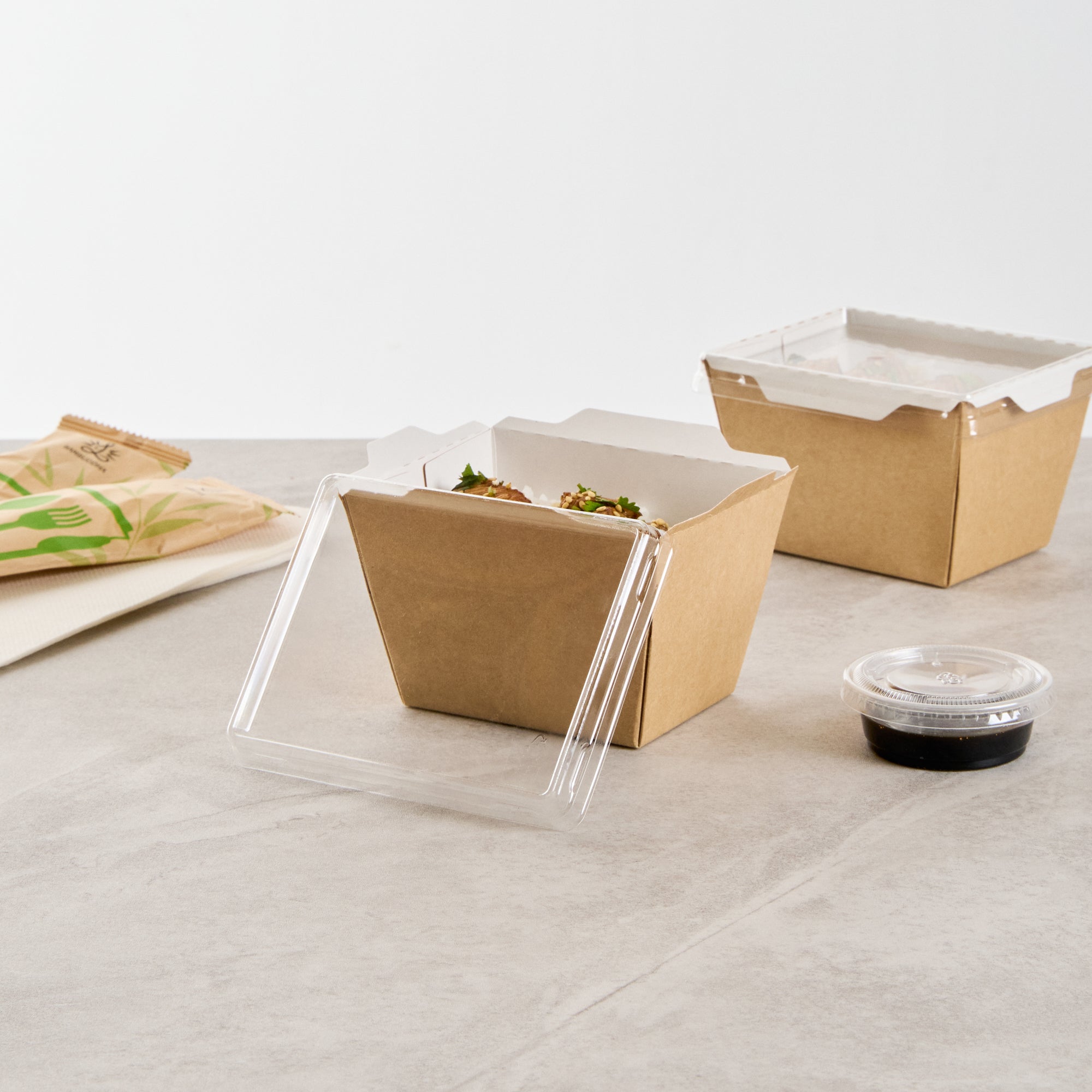 Cafe Vision Rectangle Clear Plastic Lid - Fits Small Click Lock Container - 200 count box