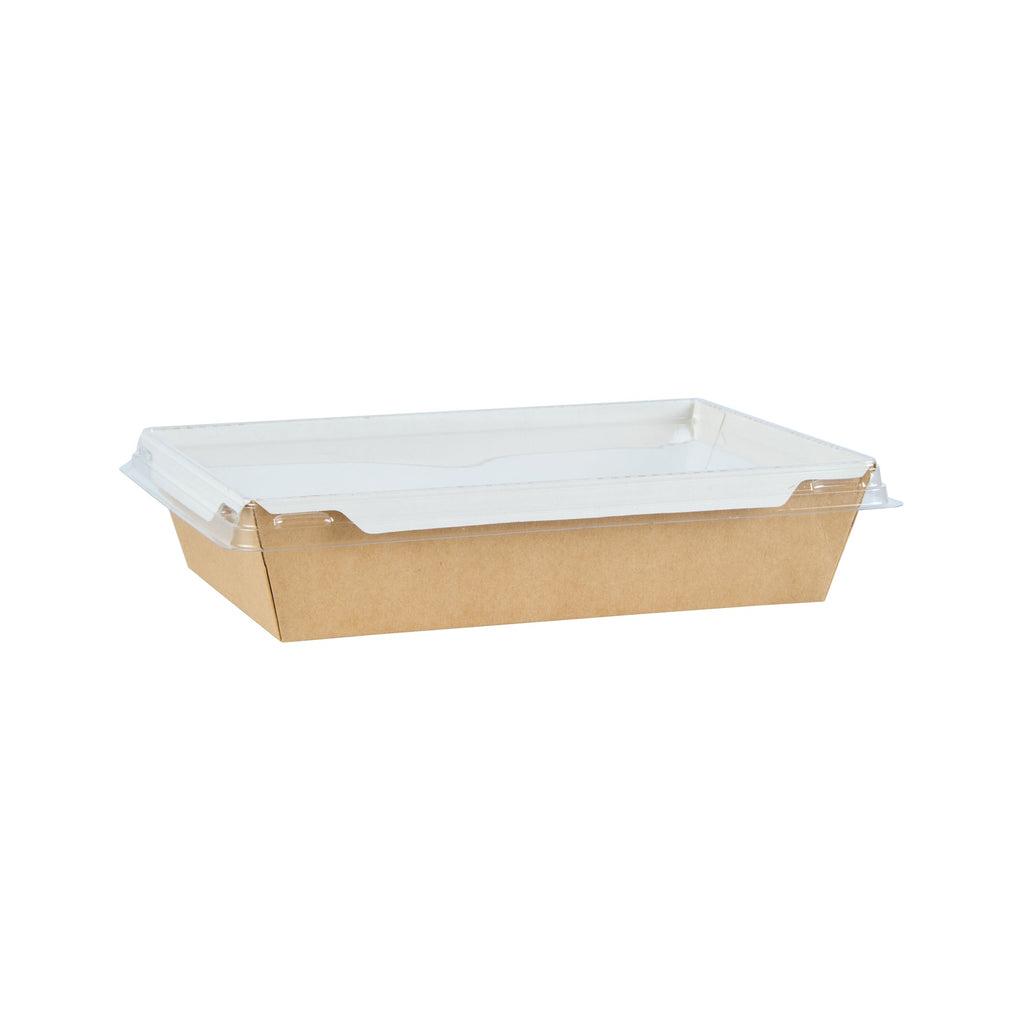 Cafe Vision Rectangle Clear Plastic Lid - Fits Medium Click Lock Container - 50 count box