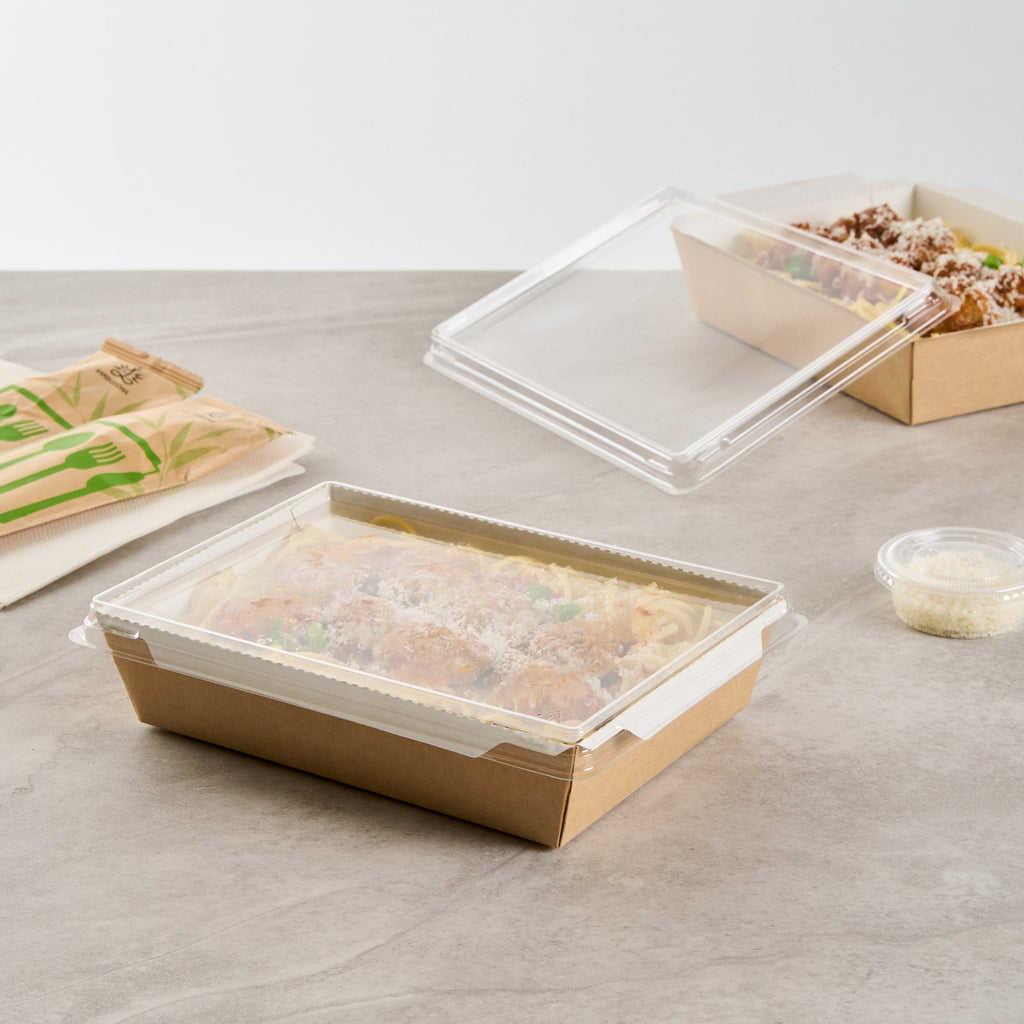 Cafe Vision Rectangle Clear Plastic Lid - Fits Medium Click Lock Container - 50 count box