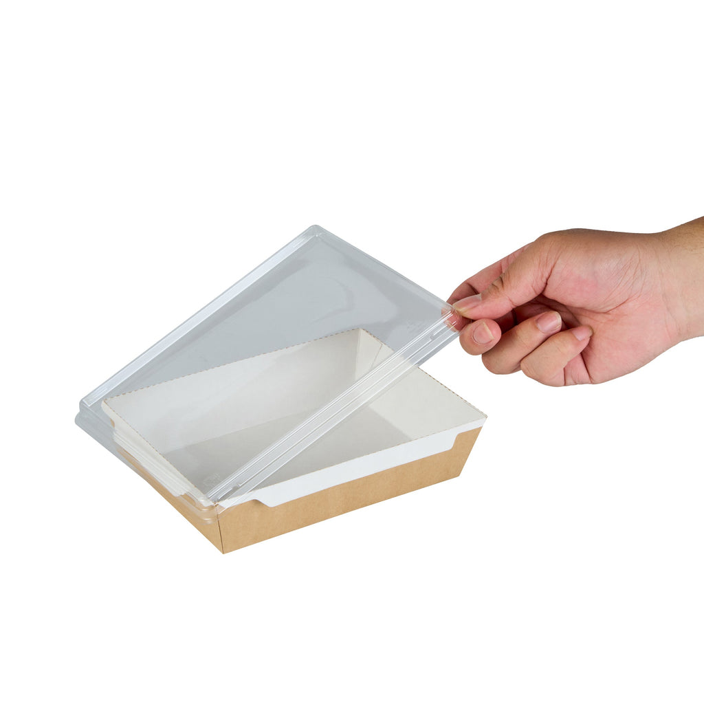 Cafe Vision Rectangle Clear Plastic Lid - Fits Medium Click Lock Container - 200 count box