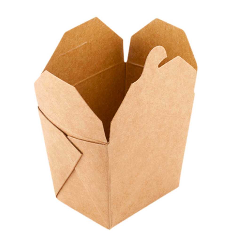 Bio Tek 8 oz Square Kraft Paper Noodle Take Out Container - 2 3/4" x 2 1/4" x 2 1/2" - 25 count box