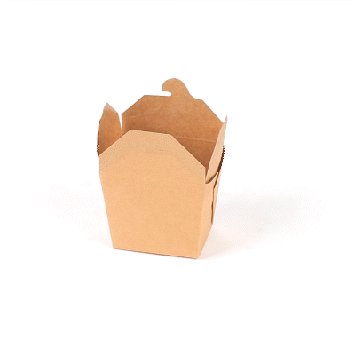 Bio Tek 8 oz Square Kraft Paper Noodle Take Out Container - 2 3/4" x 2 1/4" x 2 1/2" - 200 count box