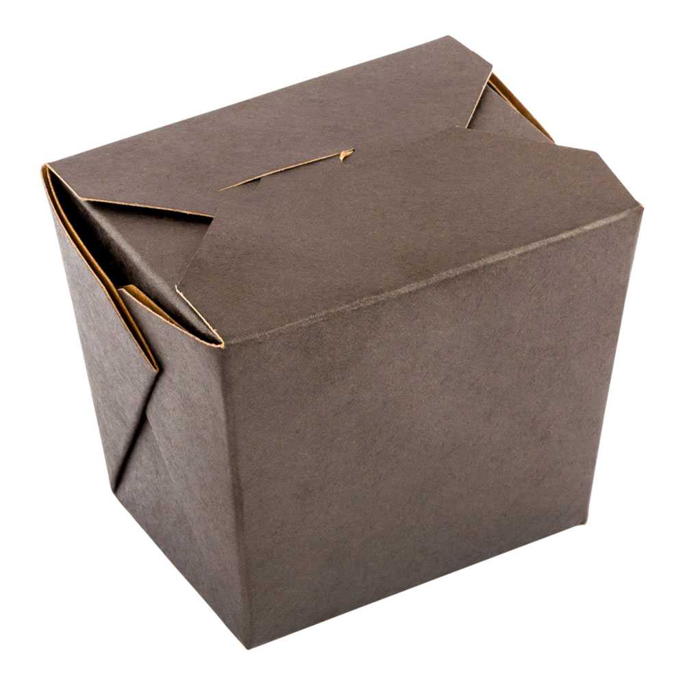 Bio Tek 8 oz Square Black Paper Noodle Take Out Container - 2 3/4" x 2 1/4" x 2 1/2" - 25 count box