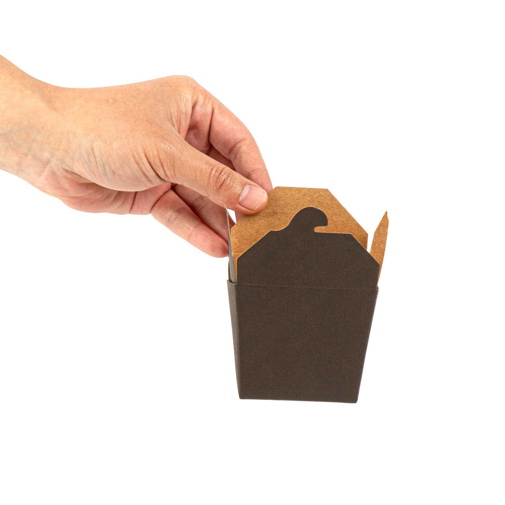 Bio Tek 8 oz Square Black Paper Noodle Take Out Container - 2 3/4" x 2 1/4" x 2 1/2" - 200 count box