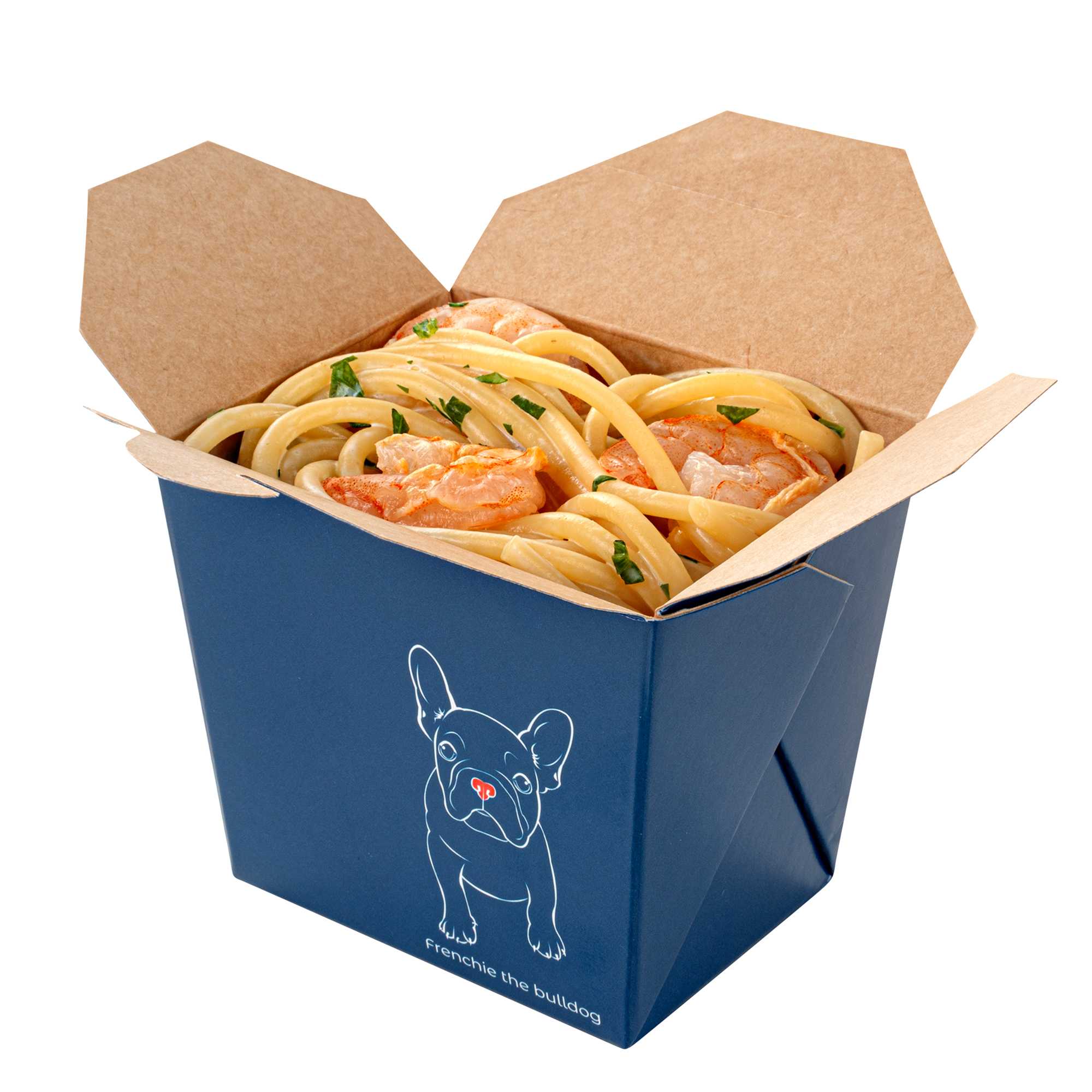 Bio Tek 8 oz Square Frenchie Paper Noodle Take Out Container - 2 3/4" x 2 1/4" x 2 1/2" - 50 count box